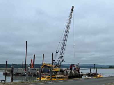 crane barge on site