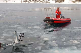 Julian Race at the controls a rigid hull inflatable boat