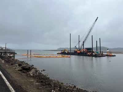 empty boom, cloudy day