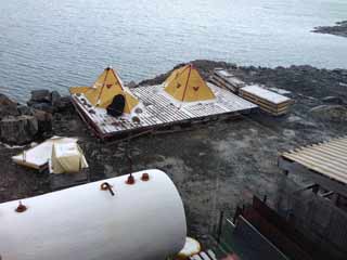 tents on the cargo deck behind GWR