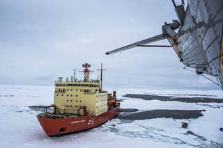 the Almirante Irizar as seen from the helicopter