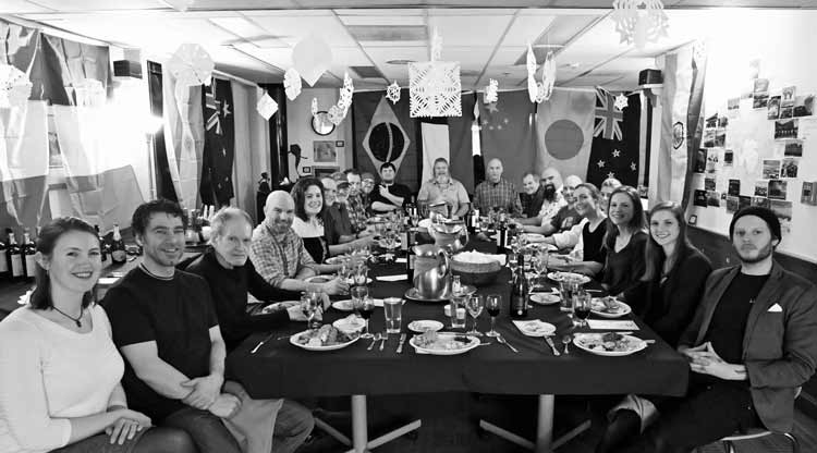 Palmer winterovers at the midwinter dinner