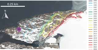 once upon a time there was the skua pond/summer water source not far from GWR graphic of the retreating ice cover