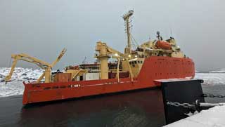 and take those sponsons with you The Laurence M. Gould departs Palmer for the last time
