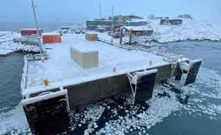 Swim call? Well, there is a ladder... the snow-covered pier