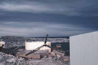 a crane and the rock crusher