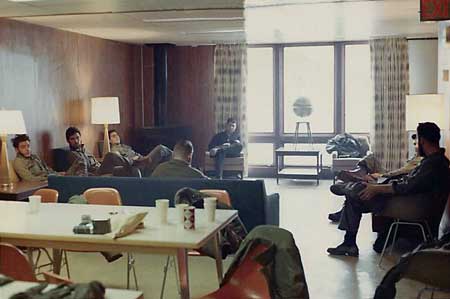 folks in the lounge after the dedication